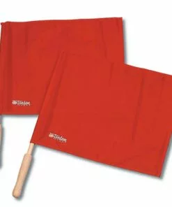 Tandem Red Volleyball Linesman Flags with Wooden Handles