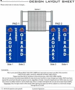 Porter Powr-Carbon II 3" Standard Volleyball Net System Package -Volleyball Sales Shop a25 177 custom graphics 1 1