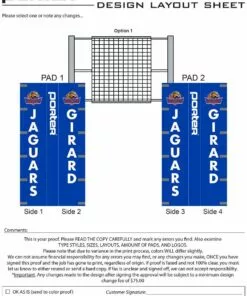 Porter Powr-Line INTERNATIONAL Volleyball Net System Package -Volleyball Sales Shop a25 290 custom graphics