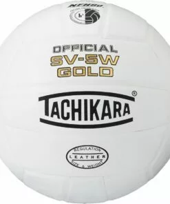 Tachikara SV5WGold Leather Game Volleyball, White