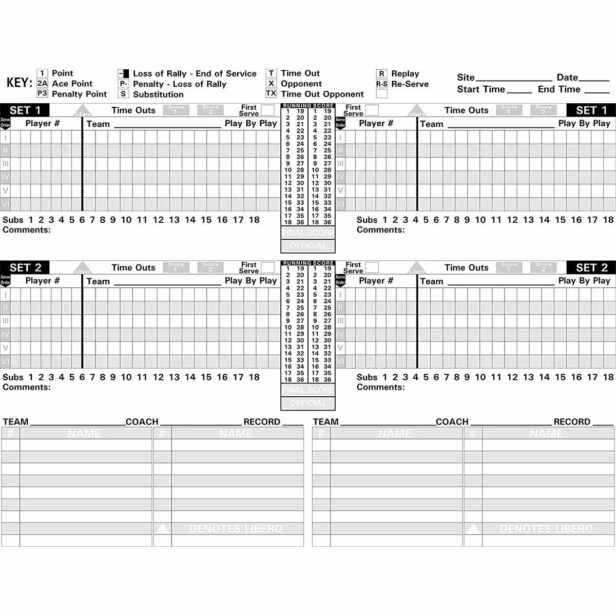 Big Red 5020 Volleyball Scorebook 1 Big Red 5020 Volleyball Scorebook